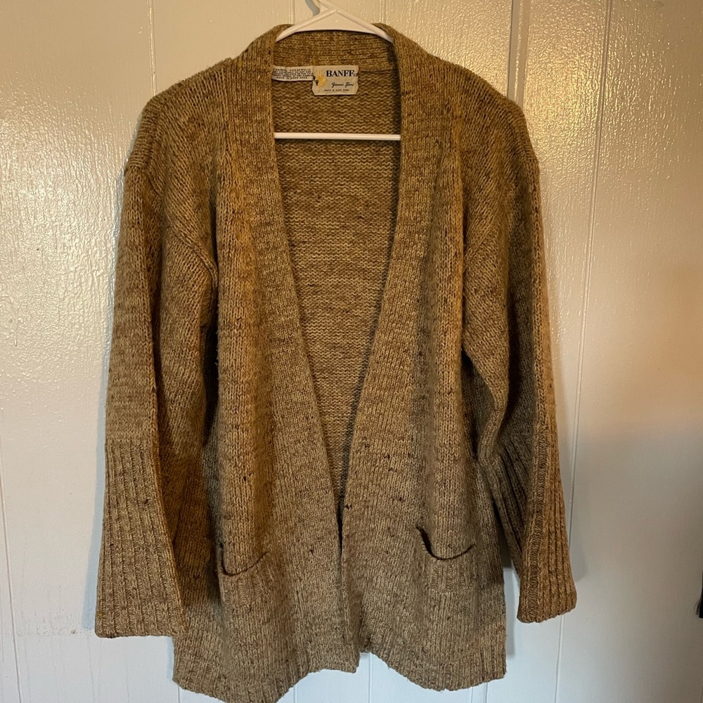 Banff Womens Wool Blend Open Cardigan Sweater Tan No Sz Tag See Pics 2527